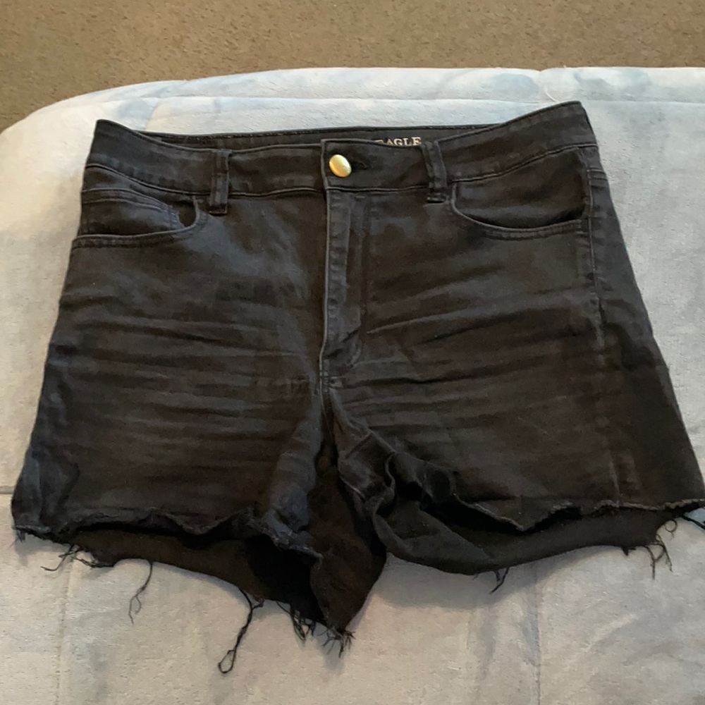 comfortable high waist black cut off shorts